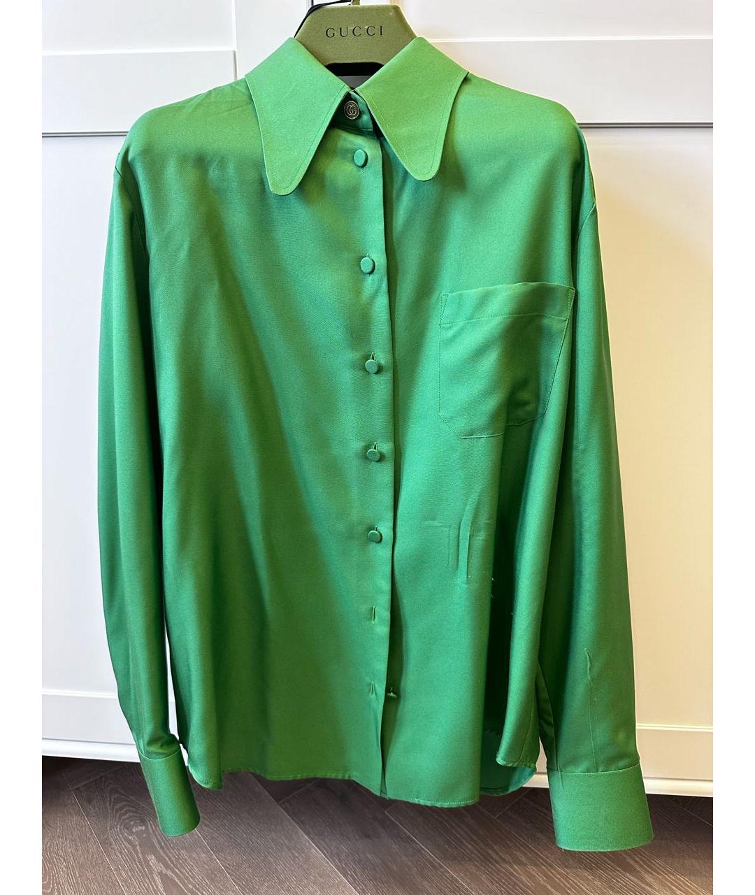 GUCCI Зеленая шелковая блузы, фото 7