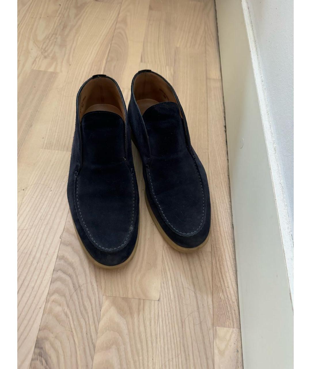 LORO PIANA Темно-синие замшевые ботинки, фото 2