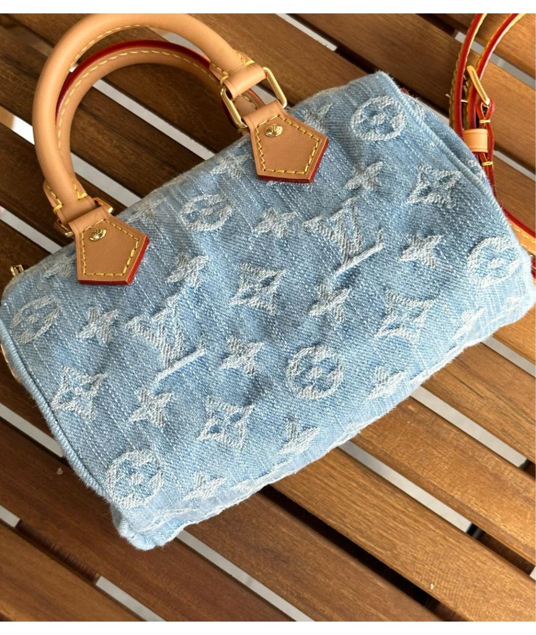 LOUIS VUITTON PRE-OWNED Голубая деним сумка через плечо, фото 2