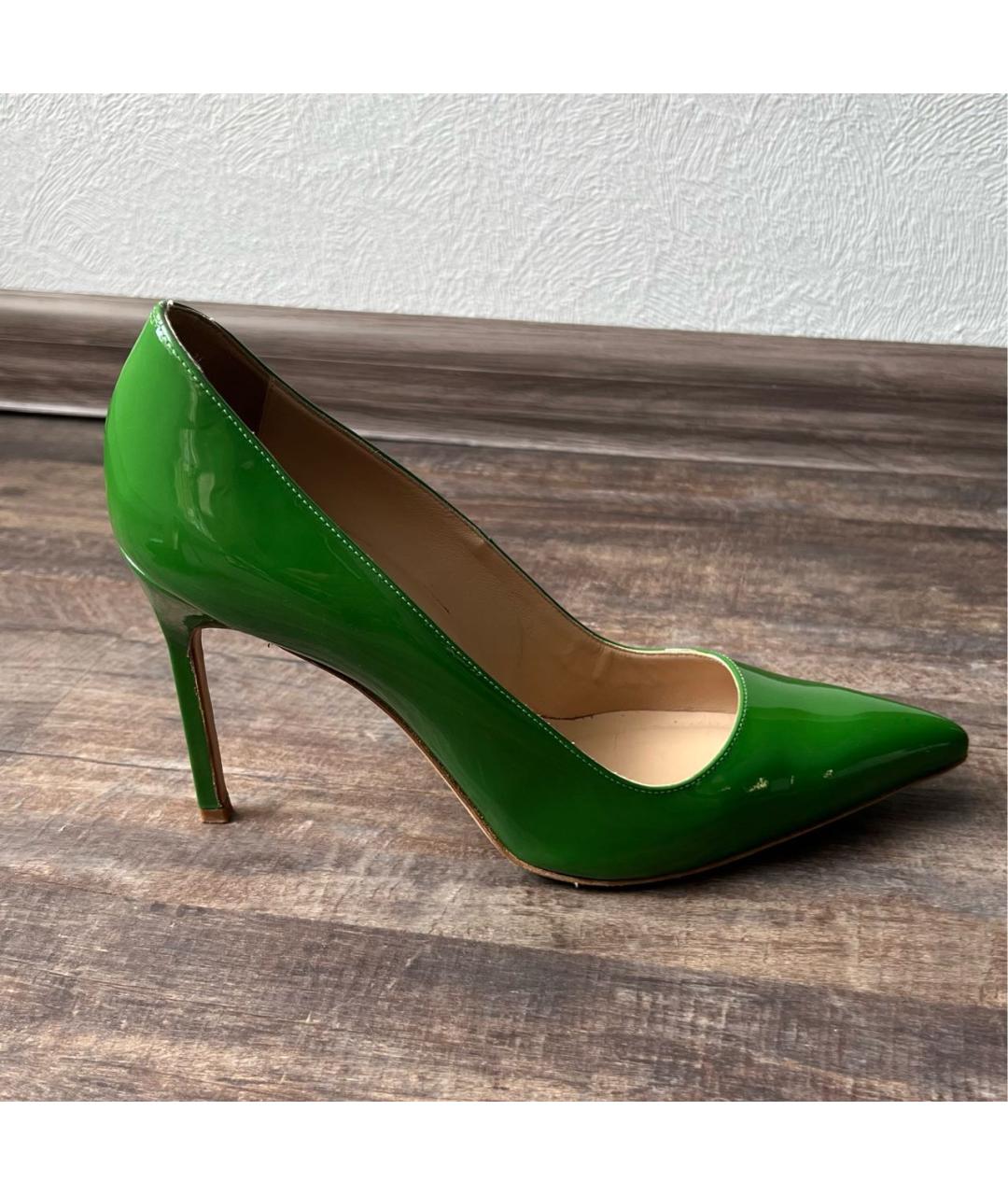 MANOLO BLAHNIK Зеленые туфли из лакированной кожи, фото 8