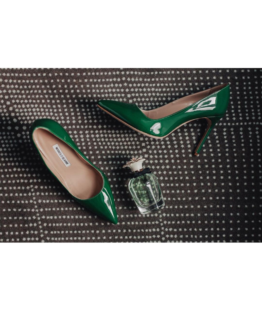 MANOLO BLAHNIK Зеленые туфли из лакированной кожи, фото 5