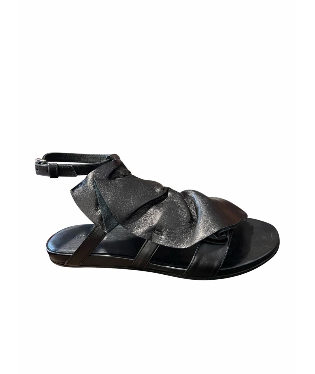 VIC MATIE Черные кожаные сандалии, фото 1