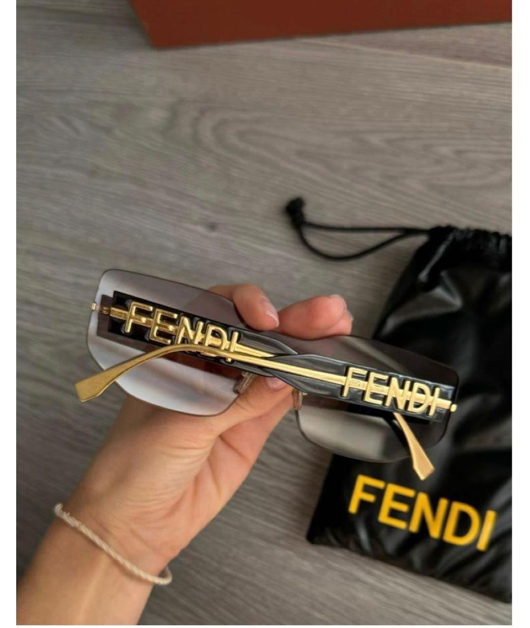 FENDI Черные пластиковые солнцезащитные очки, фото 5