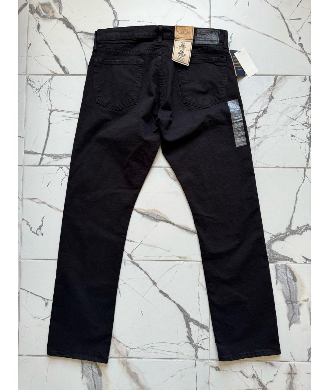 POLO RALPH LAUREN Черные хлопко-эластановые прямые джинсы, фото 6