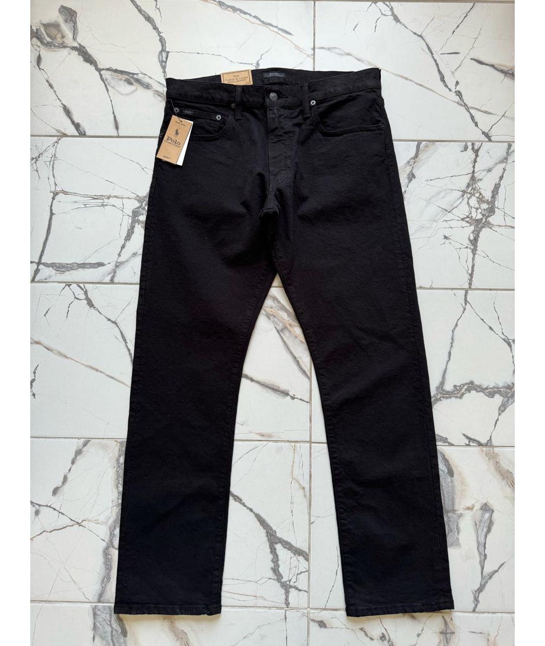 POLO RALPH LAUREN Черные хлопко-эластановые прямые джинсы, фото 9