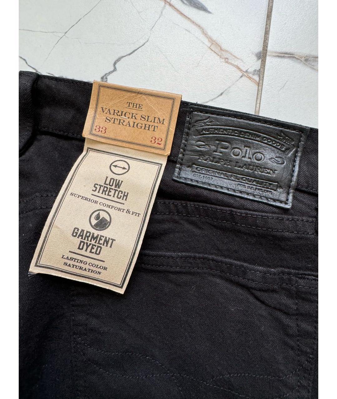 POLO RALPH LAUREN Черные хлопко-эластановые прямые джинсы, фото 8
