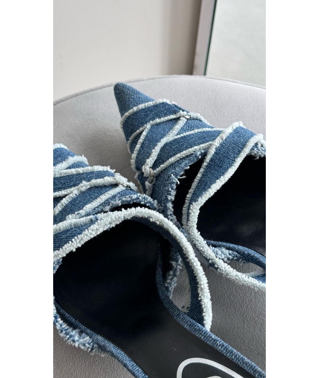 DIESEL Голубые текстильные мюли, фото 5