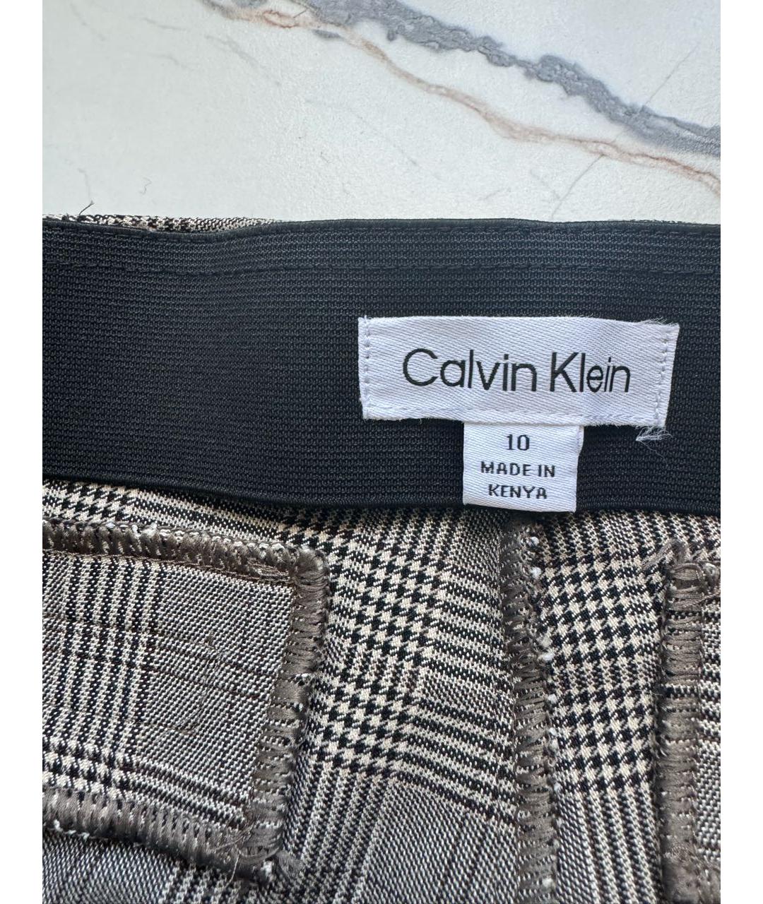 CALVIN KLEIN Коричневые вискозные брюки узкие, фото 5