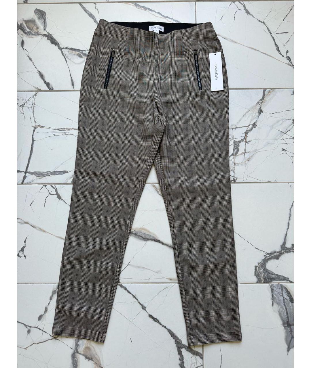 CALVIN KLEIN Коричневые вискозные брюки узкие, фото 9