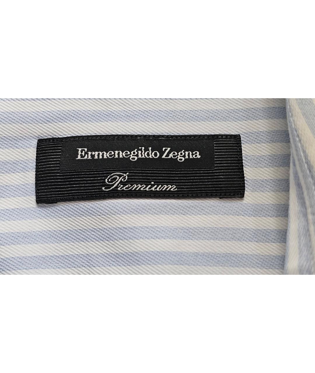 ERMENEGILDO ZEGNA Голубая хлопковая классическая рубашка, фото 5