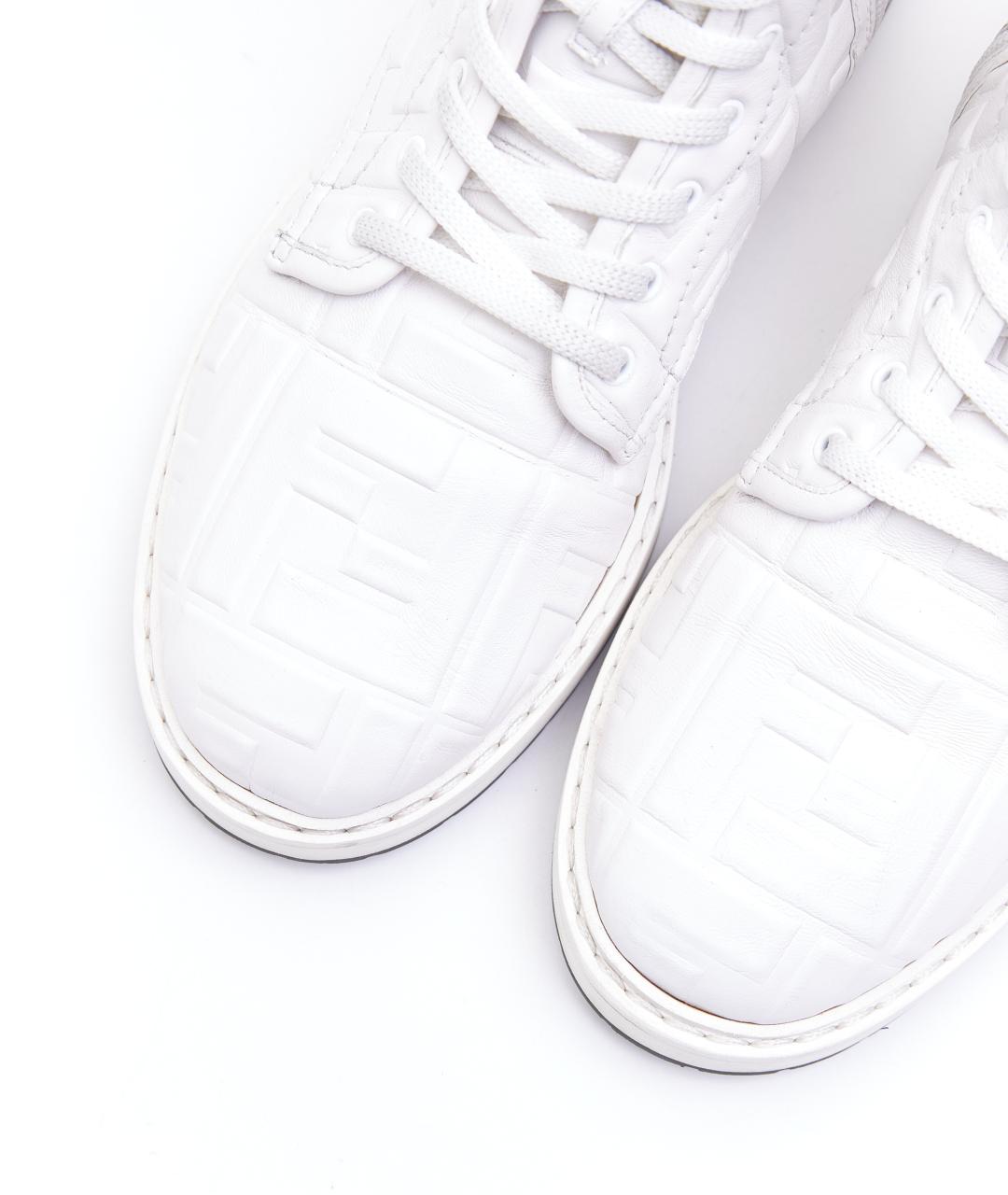 FENDI Белые кожаные ботинки, фото 4