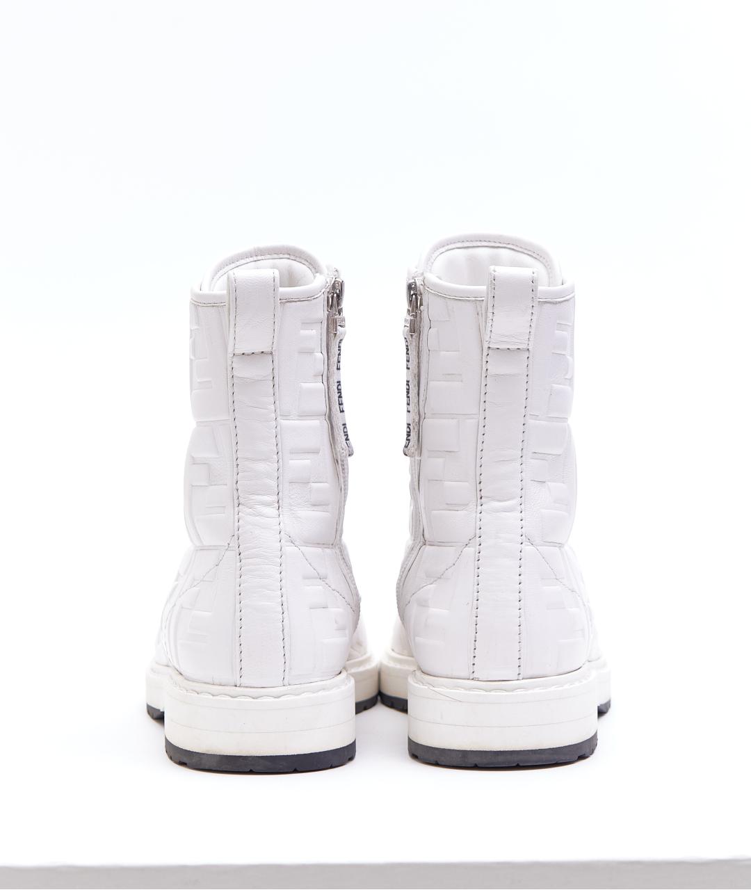 FENDI Белые кожаные ботинки, фото 3