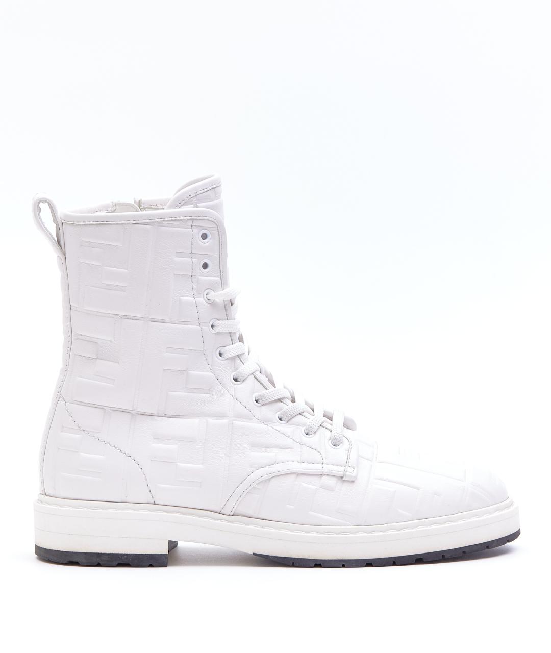FENDI Белые кожаные ботинки, фото 1