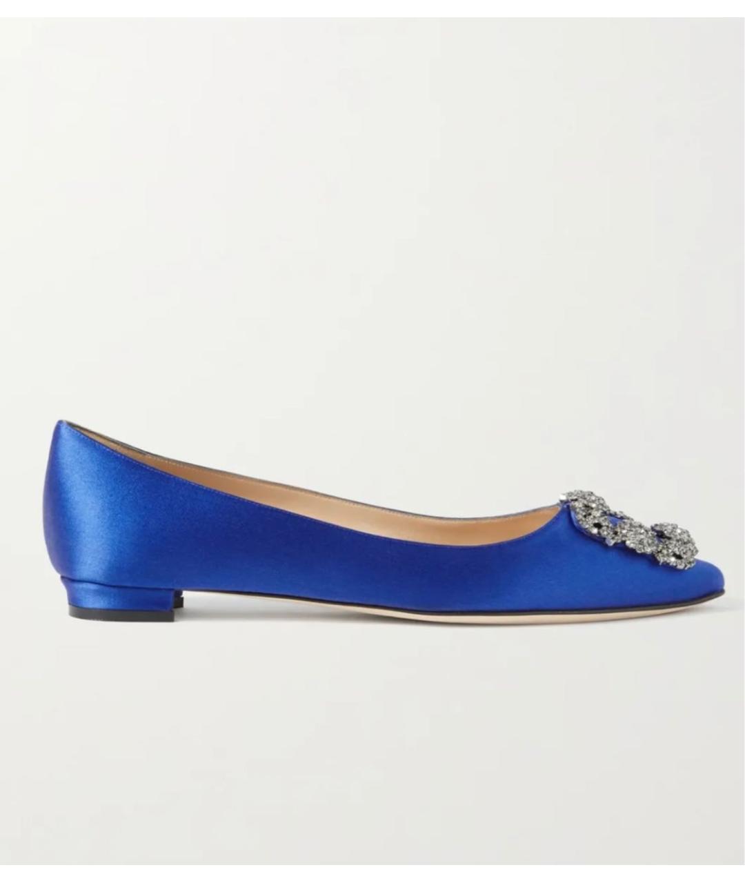 MANOLO BLAHNIK Синие текстильные туфли, фото 8