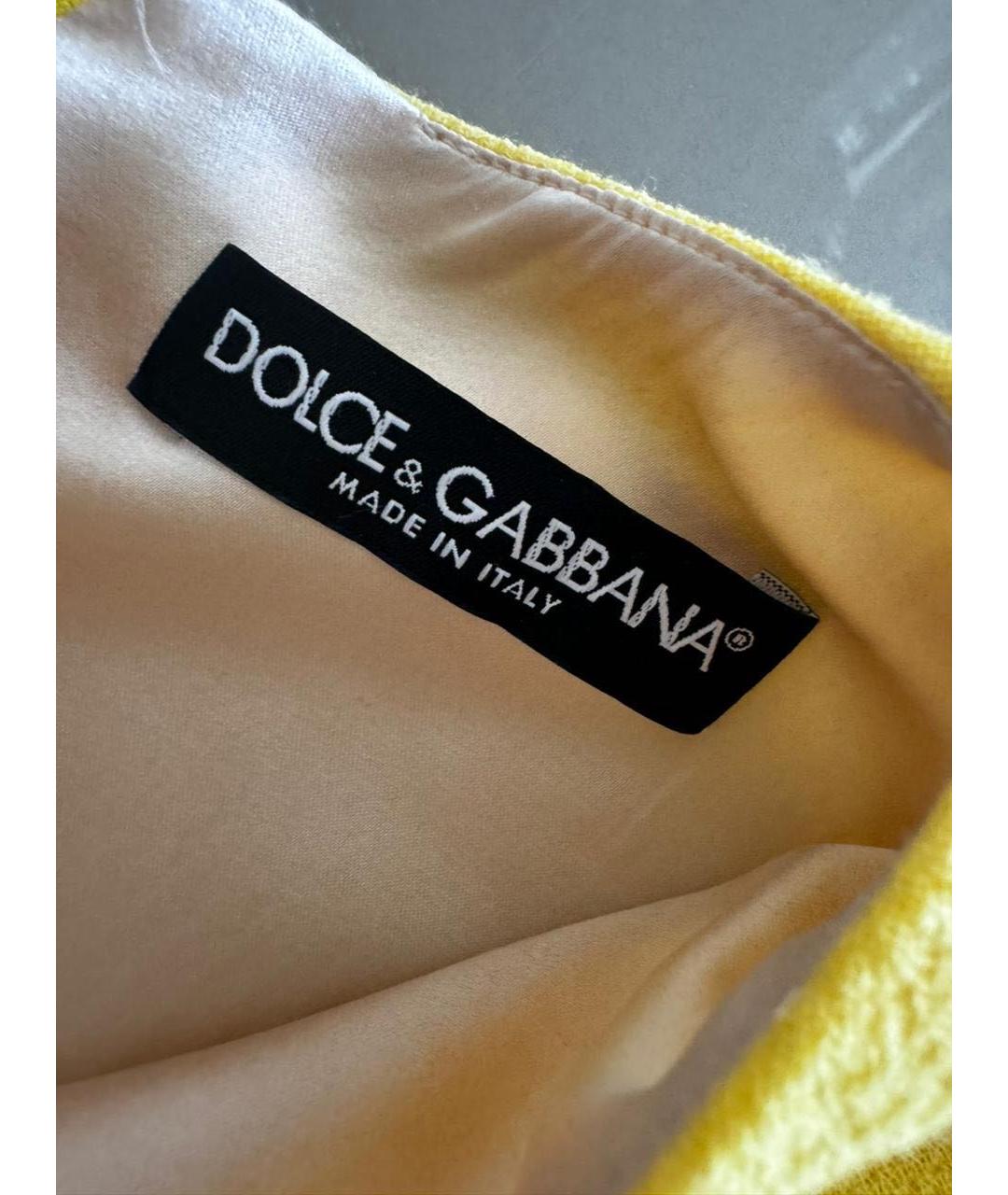 DOLCE&GABBANA Желтое шерстяное повседневное платье, фото 3