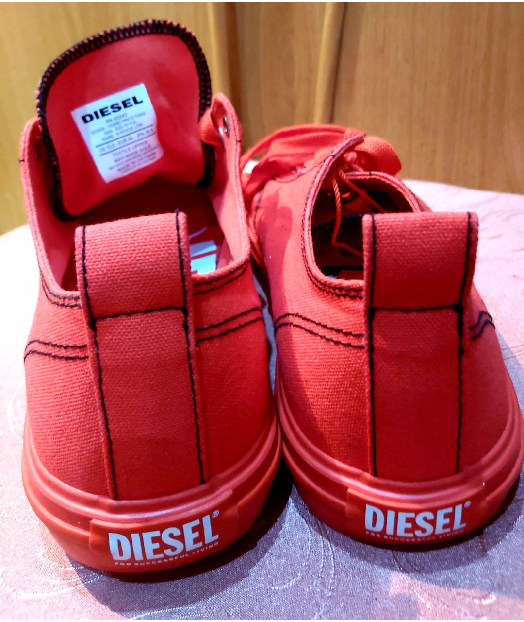 DIESEL Красные текстильные низкие кроссовки / кеды, фото 4