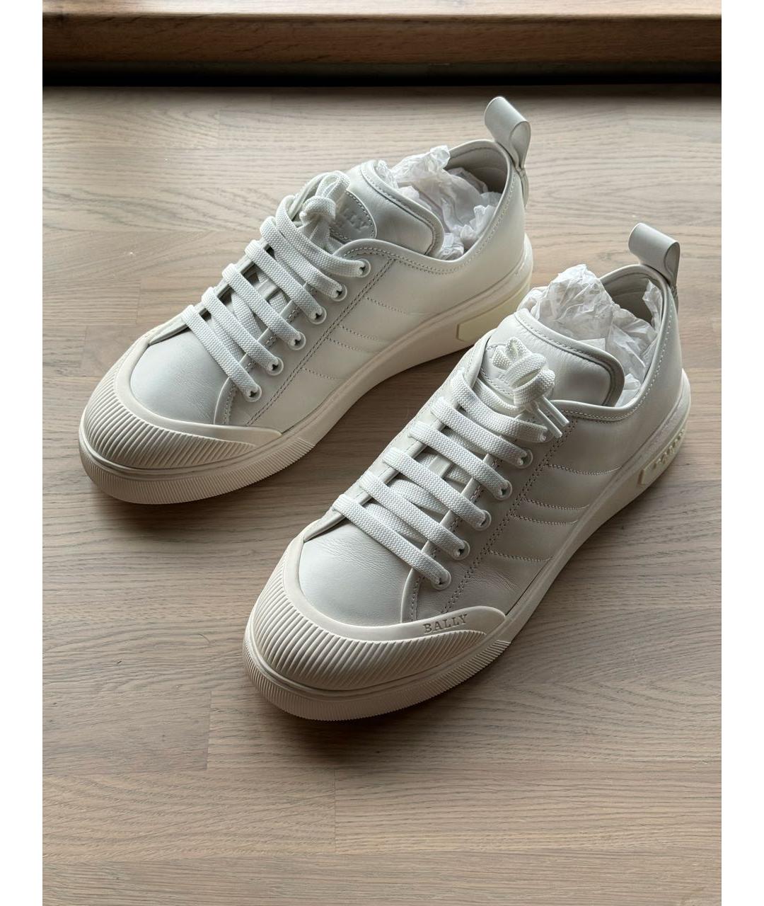 BALLY Белые кожаные низкие кроссовки / кеды, фото 3
