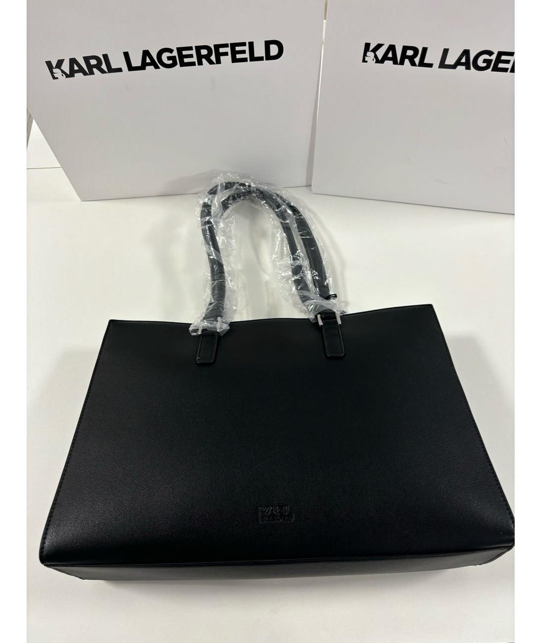 KARL LAGERFELD Черная сумка с короткими ручками из искусственной кожи, фото 3