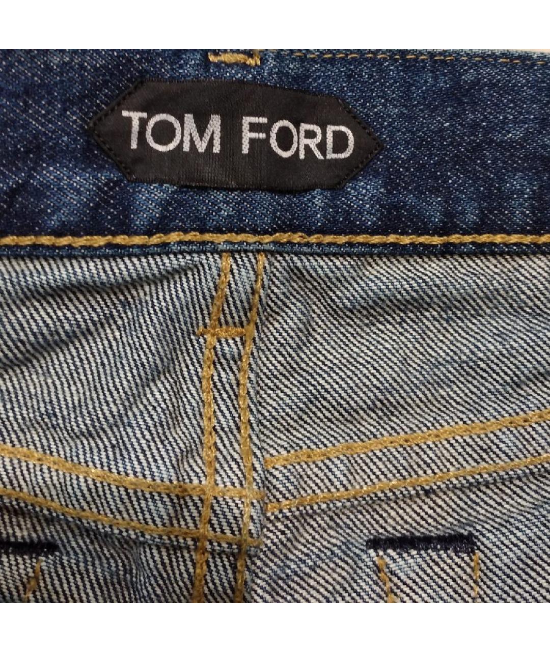 TOM FORD Голубые хлопковые джинсы слим, фото 4
