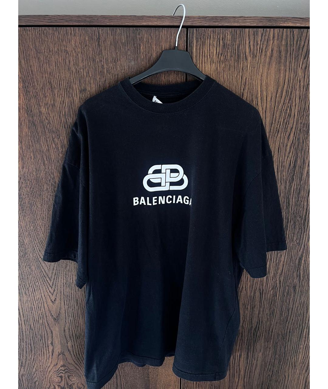 BALENCIAGA Черная хлопковая футболка, фото 5