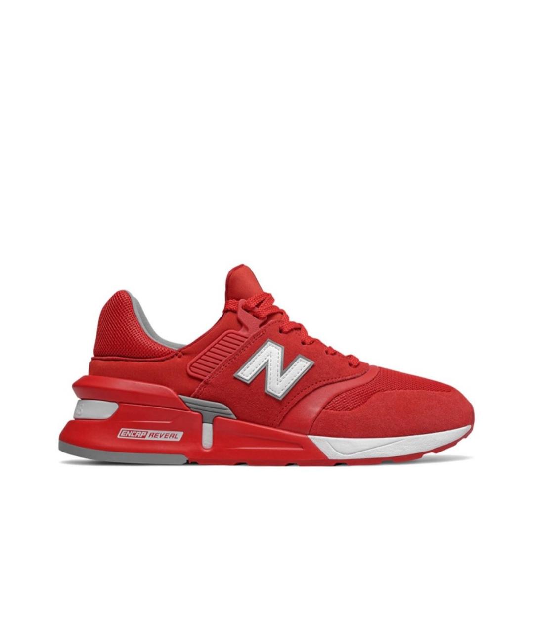 NEW BALANCE Красные текстильные низкие кроссовки / кеды, фото 1