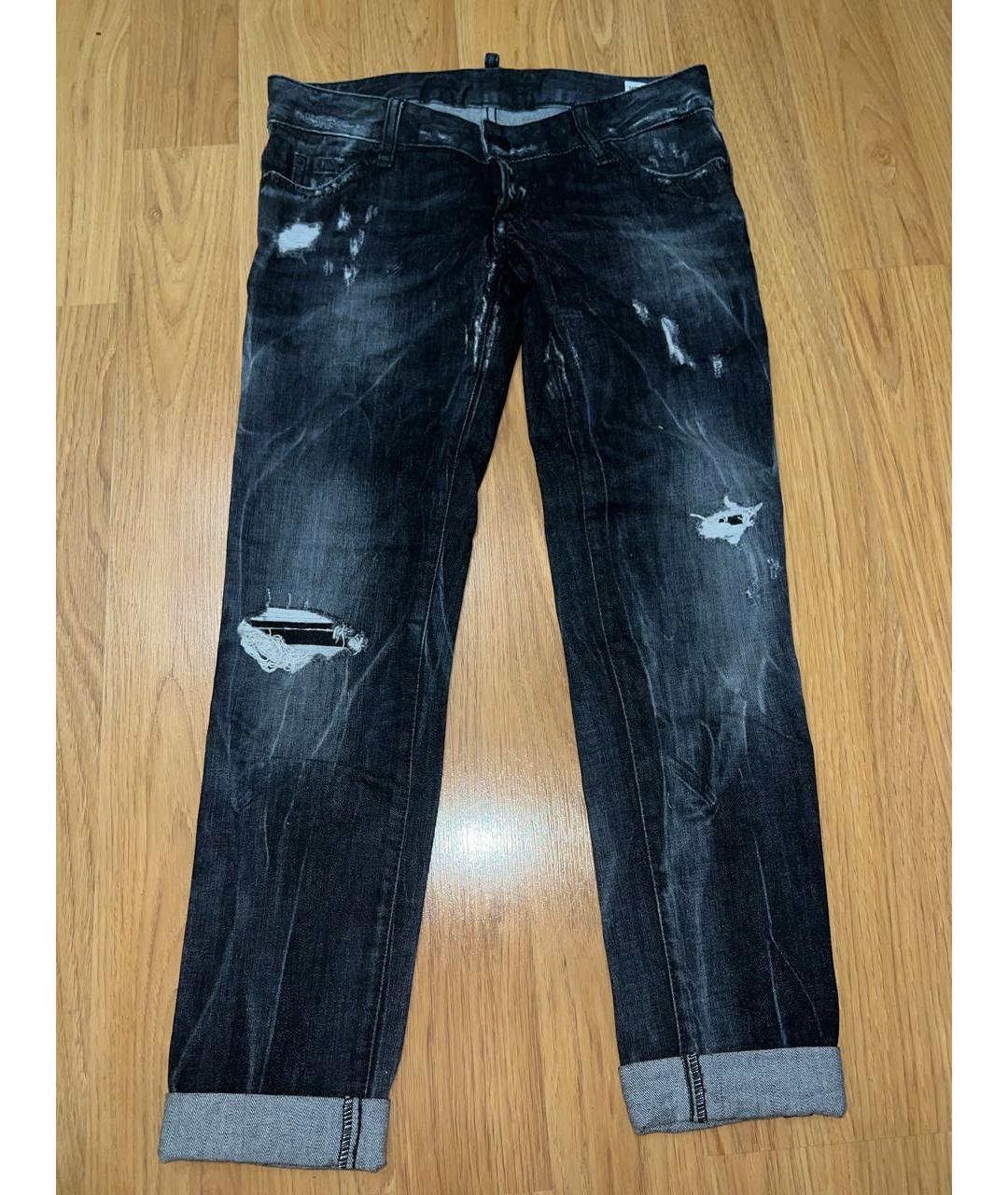 DSQUARED2 Черные хлопко-полиэстеровые прямые джинсы, фото 8