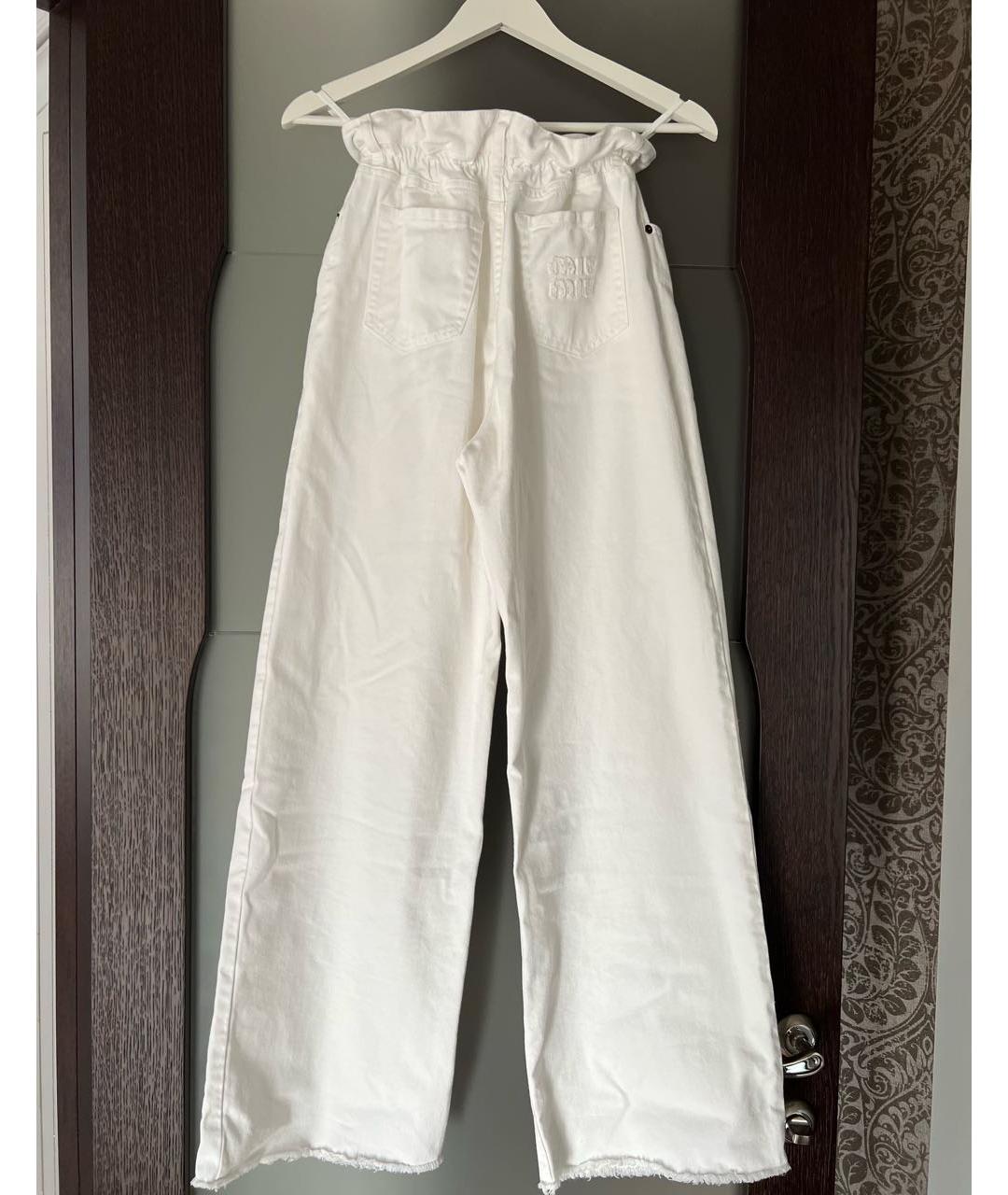 MIU MIU Белые хлопковые прямые джинсы, фото 3