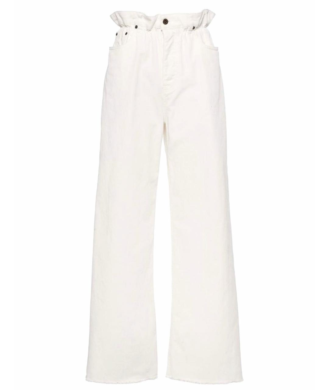 MIU MIU Белые хлопковые прямые джинсы, фото 1