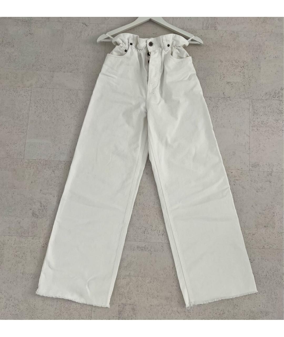 MIU MIU Белые хлопковые прямые джинсы, фото 2