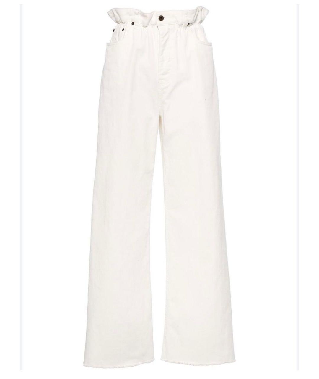 MIU MIU Белые хлопковые прямые джинсы, фото 8