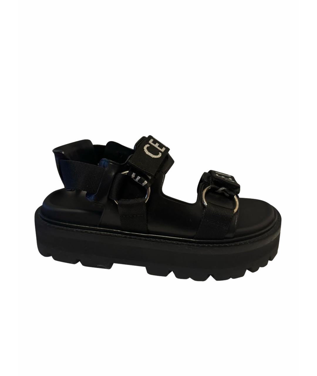 CELINE Черные кожаные сандалии, фото 1