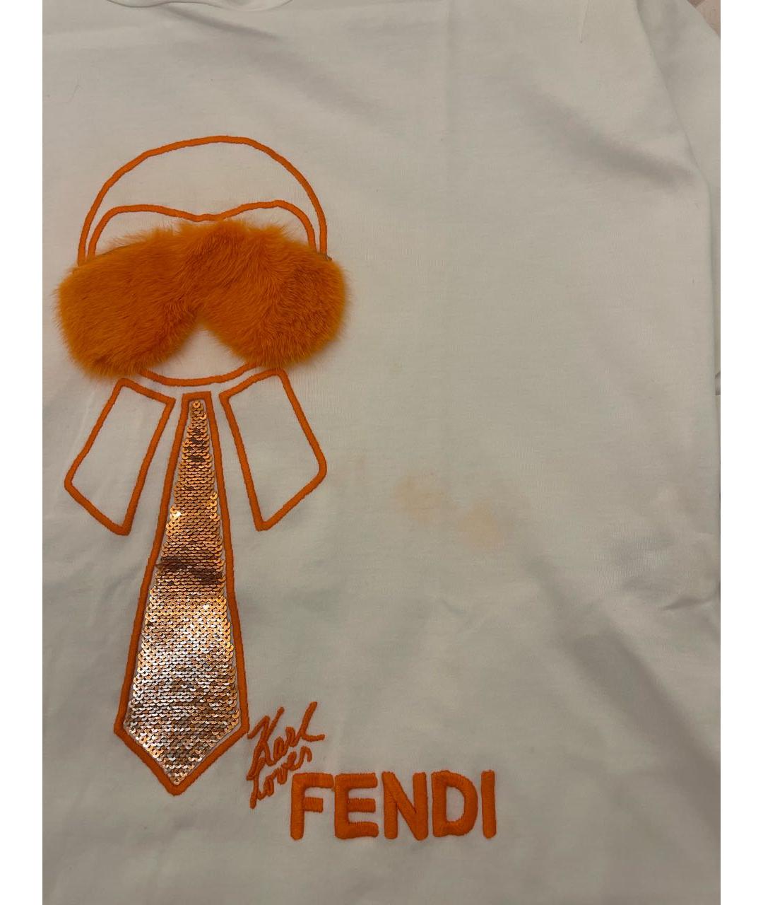 FENDI Белая хлопковая футболка, фото 4