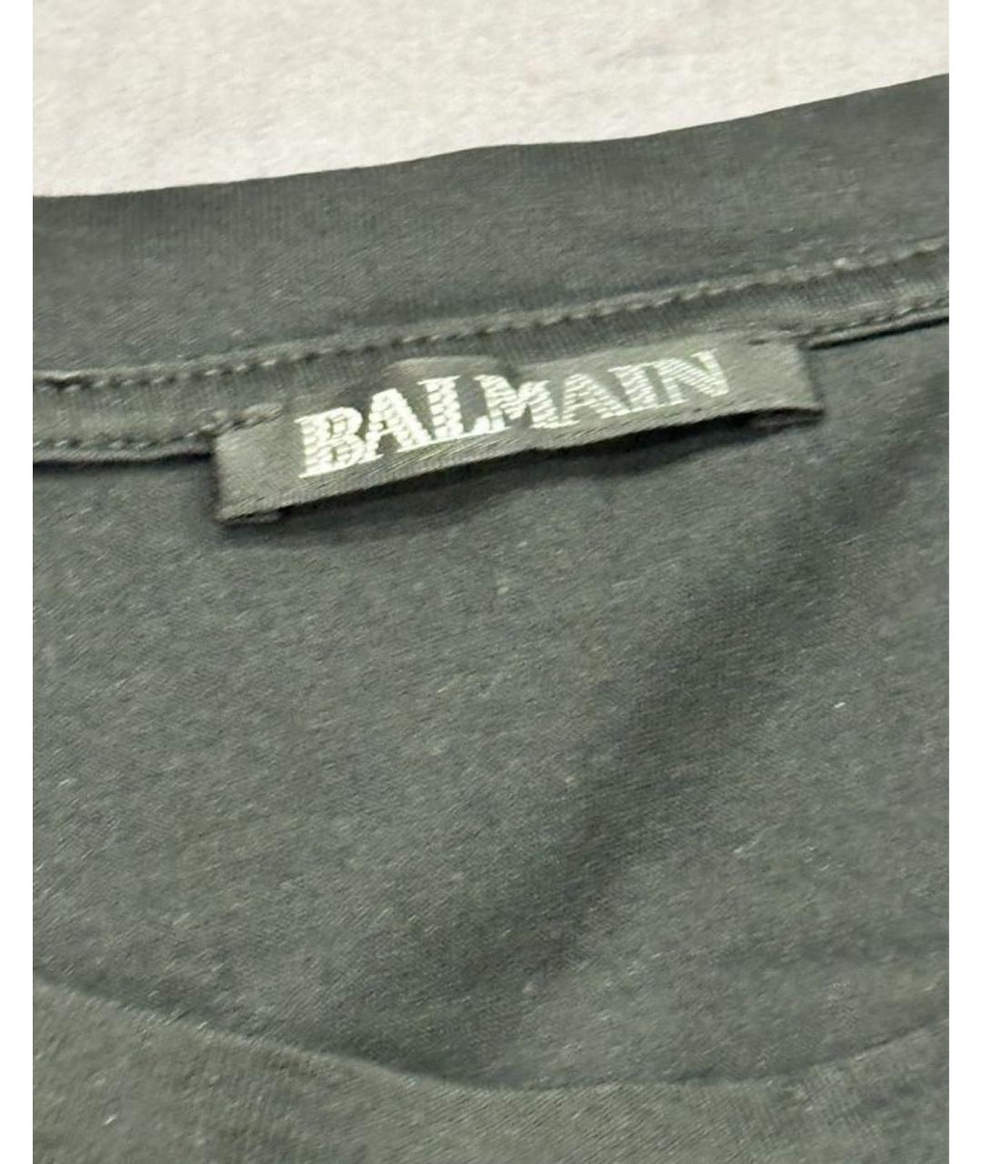 BALMAIN Черная хлопковая футболка, фото 2