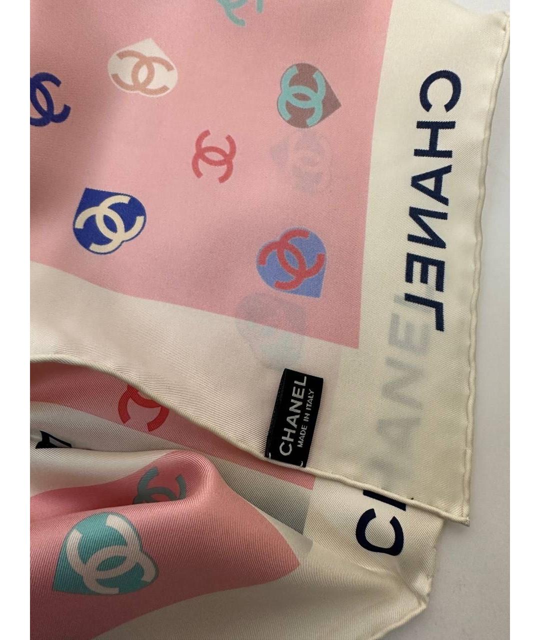 CHANEL Розовый шелковый платок, фото 3