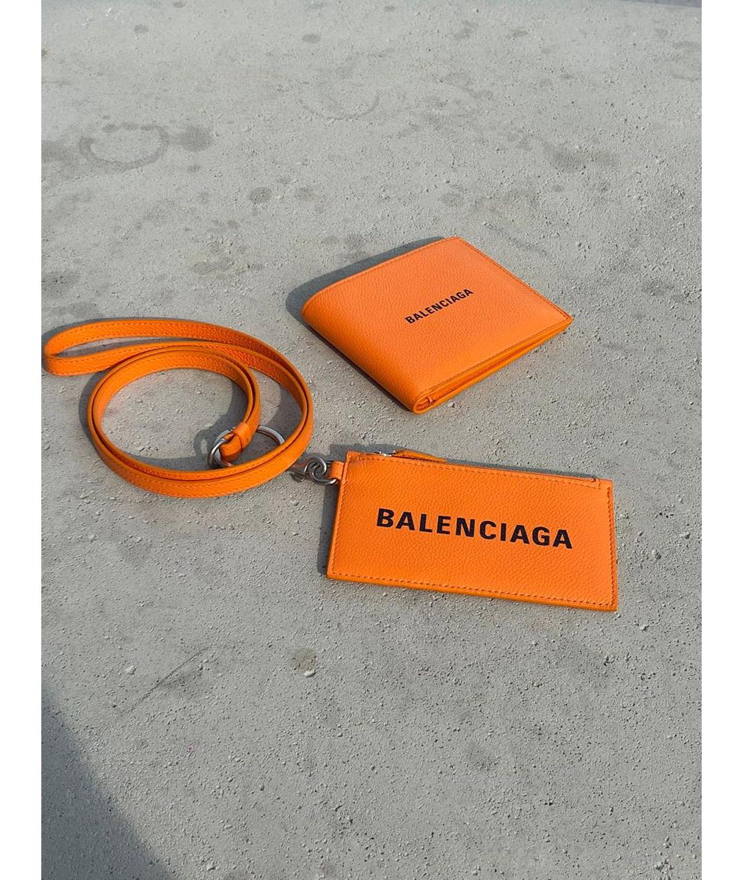 BALENCIAGA Оранжевый кожаный кошелек, фото 3