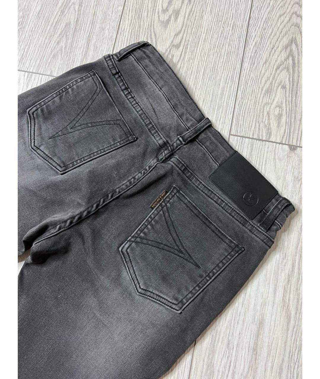 LOUIS VUITTON PRE-OWNED Антрацитовые хлопко-эластановые джинсы слим, фото 4