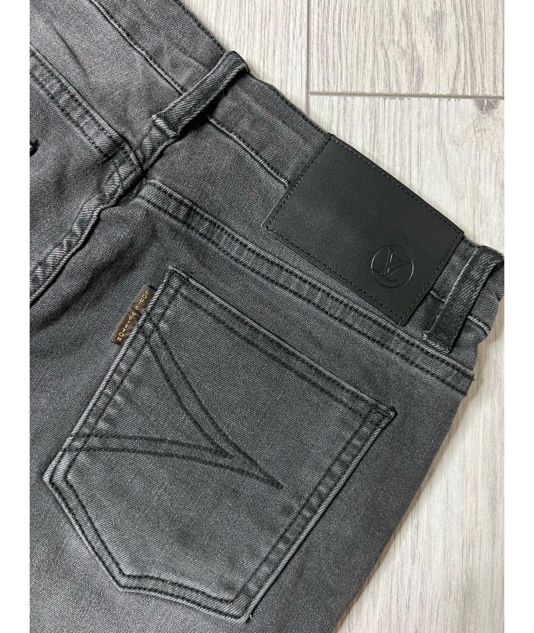 LOUIS VUITTON PRE-OWNED Антрацитовые хлопко-эластановые джинсы слим, фото 5