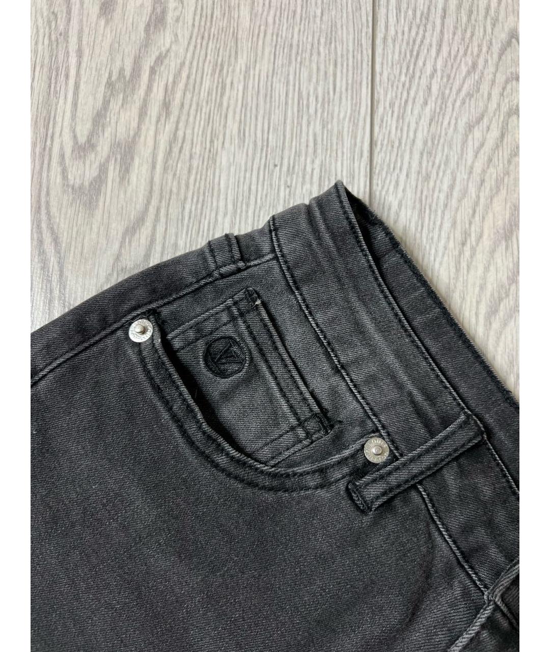LOUIS VUITTON PRE-OWNED Антрацитовые хлопко-эластановые джинсы слим, фото 3