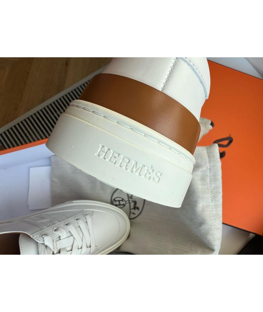 HERMES PRE-OWNED Белые кожаные кроссовки, фото 4