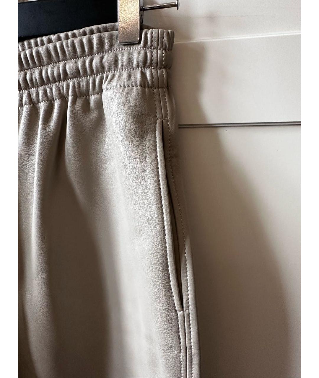 12 STOREEZ Серые кожаные прямые брюки, фото 5