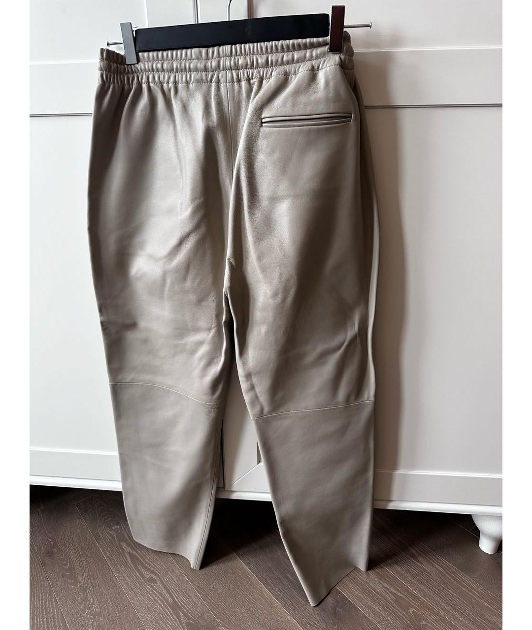 12 STOREEZ Серые кожаные прямые брюки, фото 2