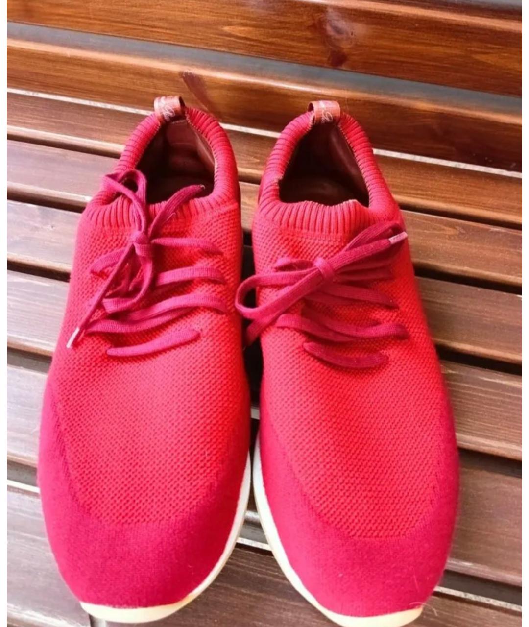 LORO PIANA Красные текстильные низкие кроссовки / кеды, фото 2