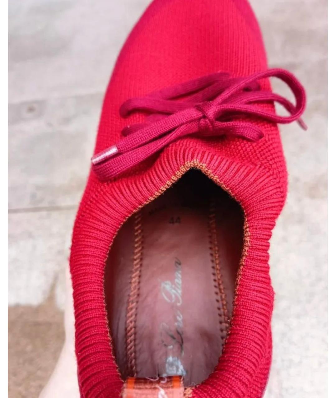 LORO PIANA Красные текстильные низкие кроссовки / кеды, фото 3