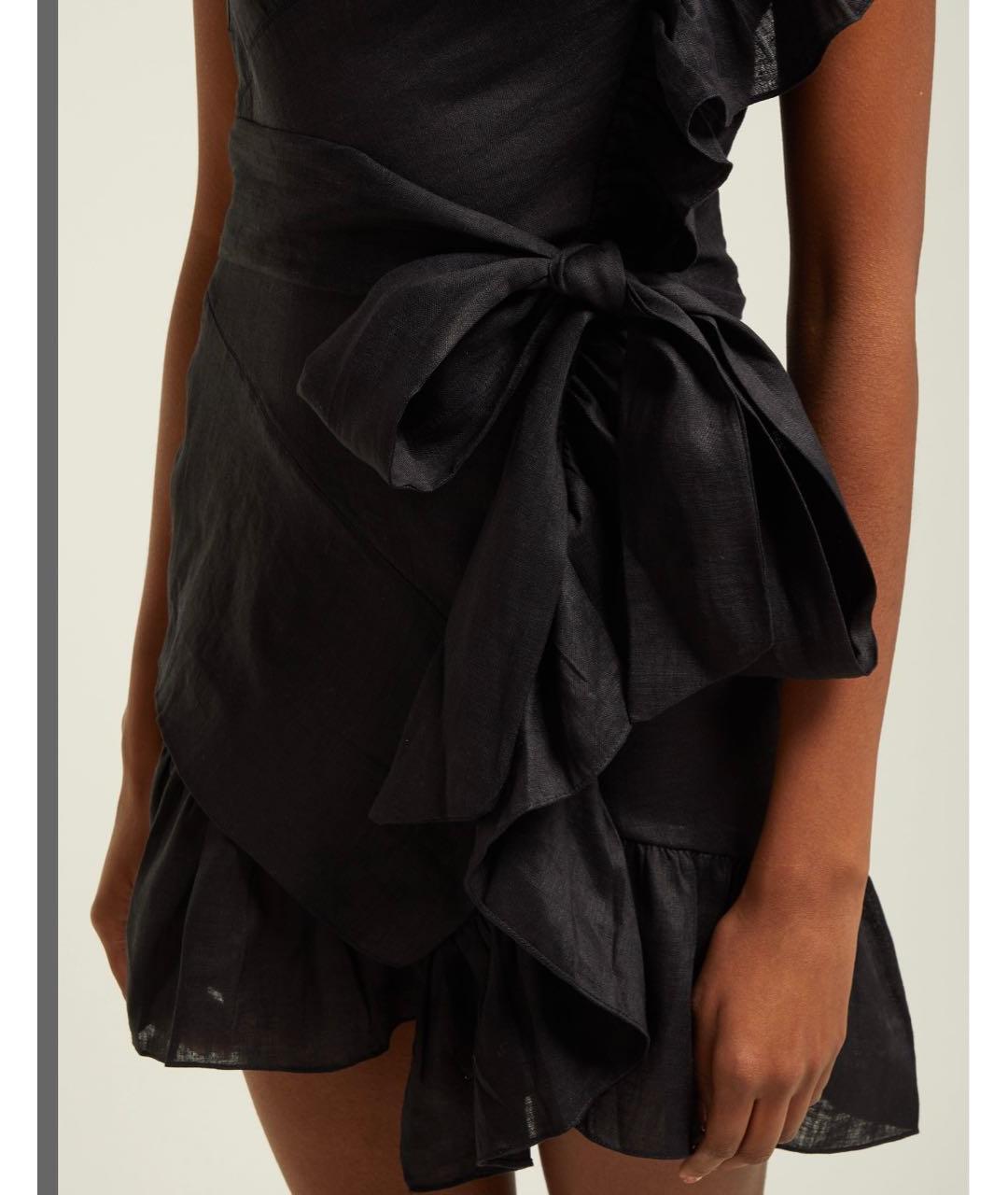 ISABEL MARANT ETOILE Черное льняное повседневное платье, фото 3