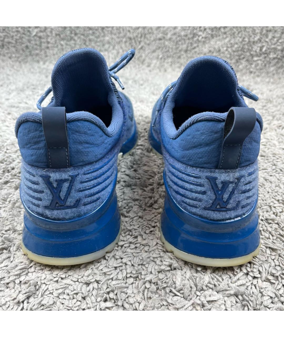 LOUIS VUITTON PRE-OWNED Синие текстильные низкие кроссовки / кеды, фото 4