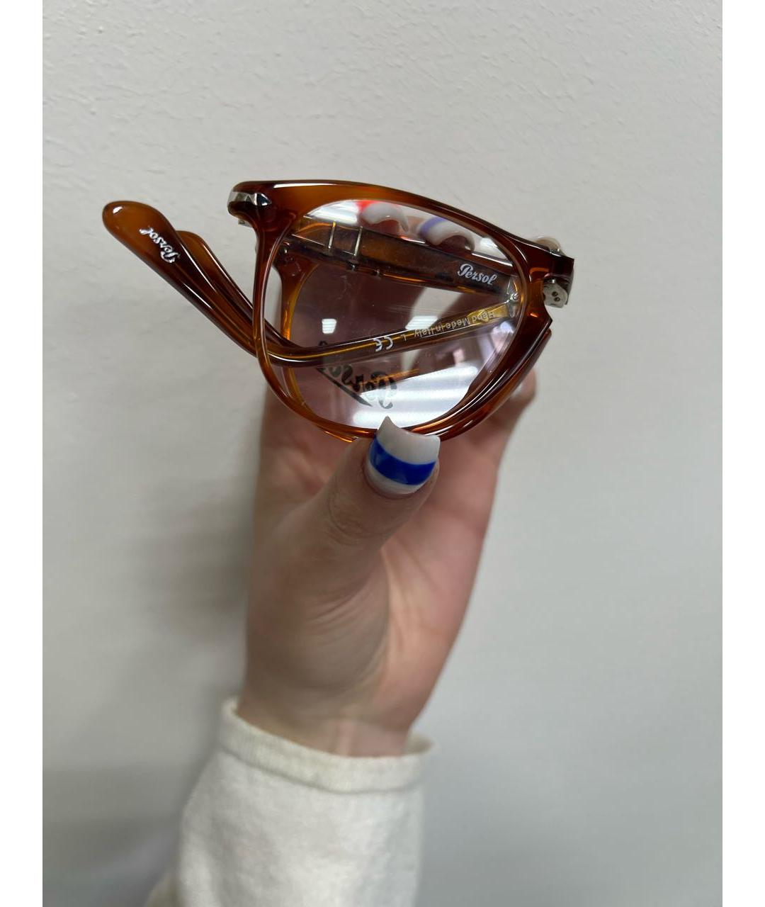 PERSOL Коричневые пластиковые солнцезащитные очки, фото 6