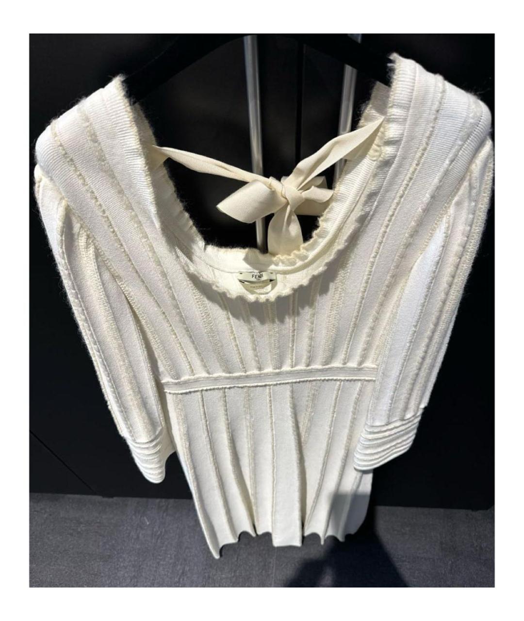 FENDI Белое вискозное повседневное платье, фото 5