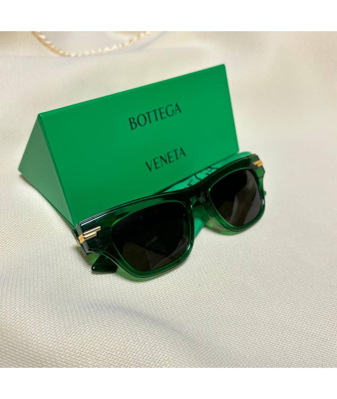 BOTTEGA VENETA Зеленые пластиковые солнцезащитные очки, фото 7