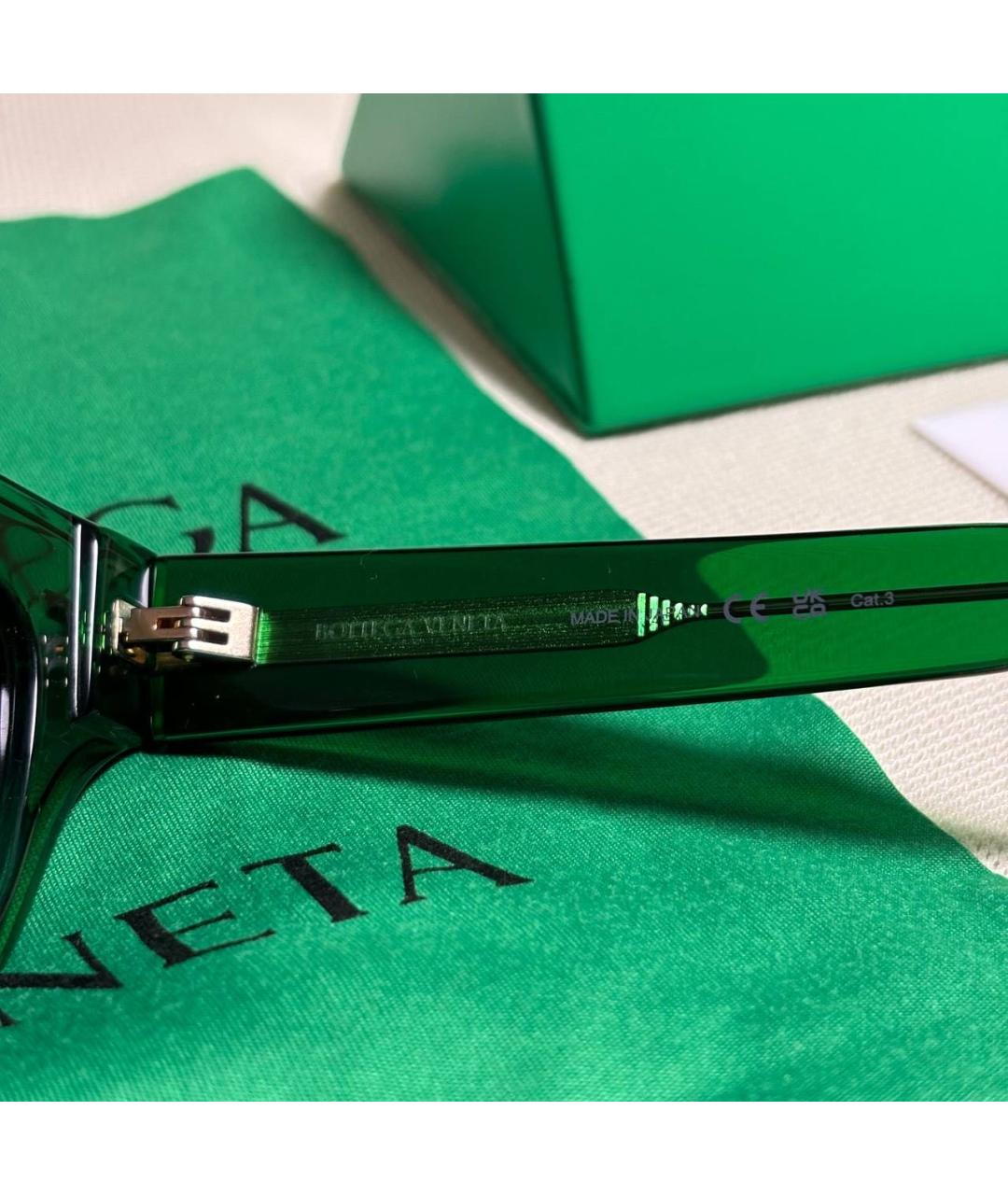 BOTTEGA VENETA Зеленые пластиковые солнцезащитные очки, фото 3