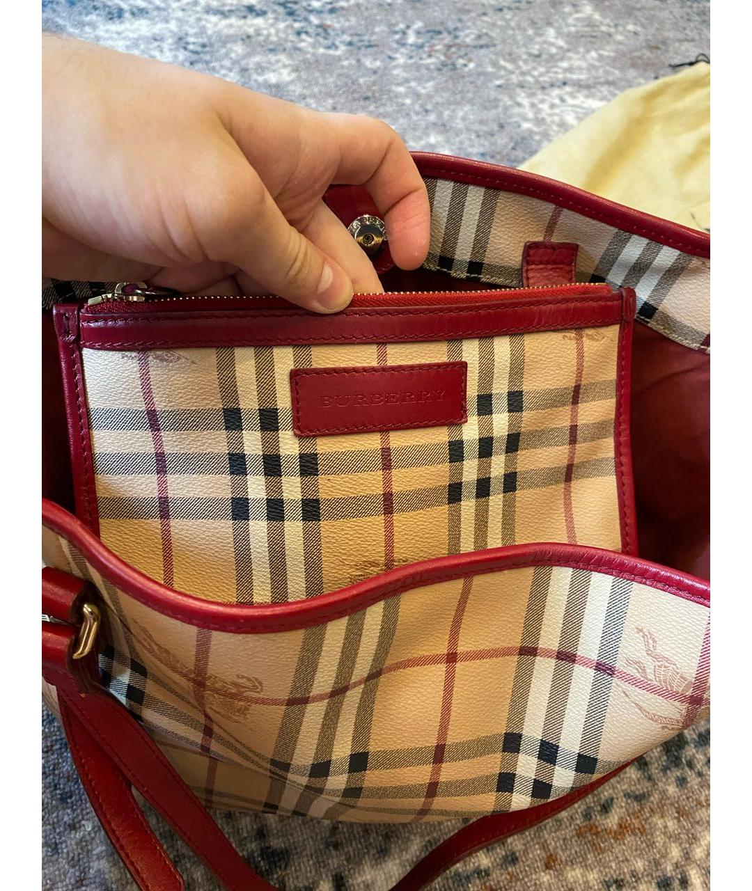 BURBERRY Бежевая кожаная пляжная сумка, фото 5